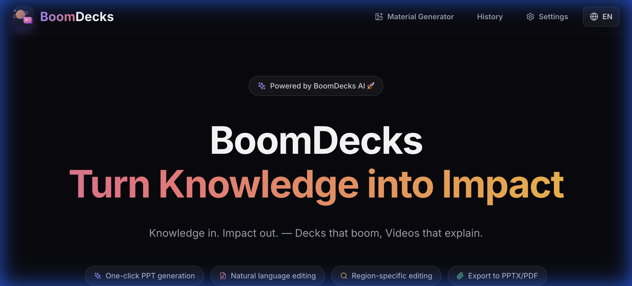 BoomDecks | AI Slides Generator - Turn Knowledge into Impact